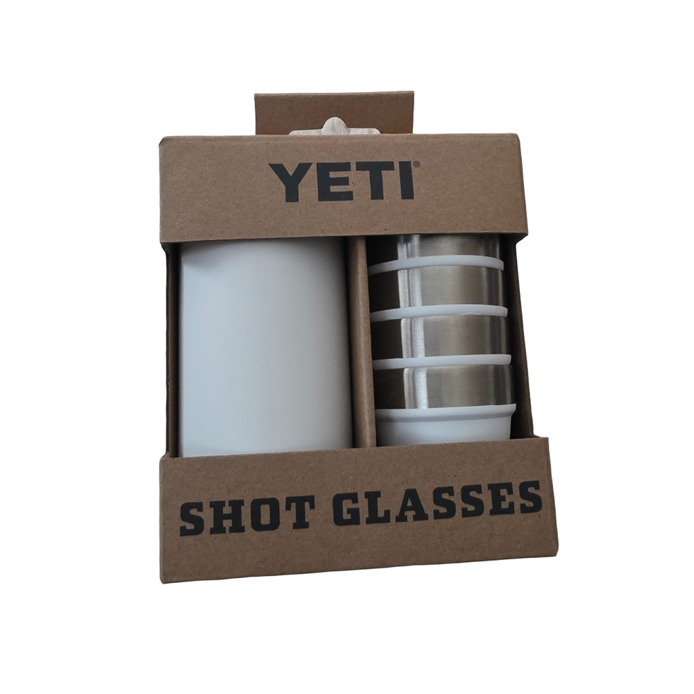 Yeti Shot Glass Set W Canister NEW White